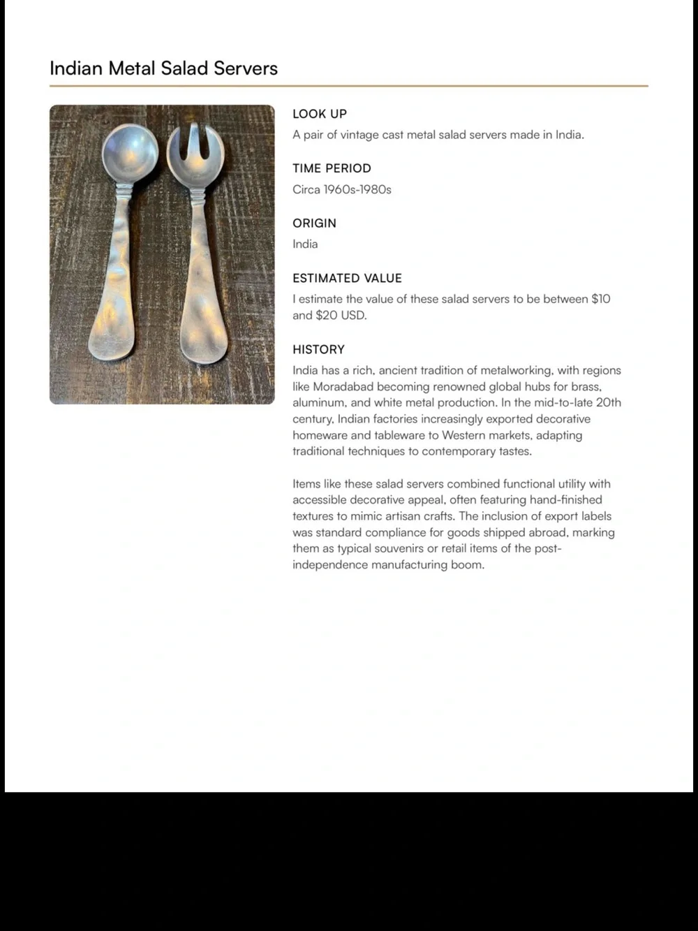 MCM Vintage Indian Metal Salad Servers – Spoon & Fork Serving Set